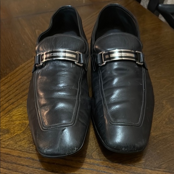 Prada Black Leather Loafers - Picture 1 of 13